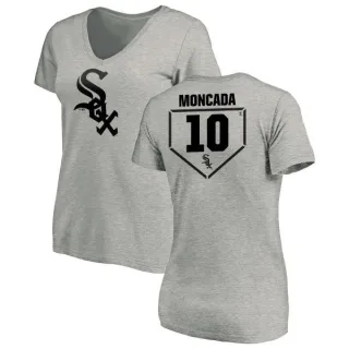 Yoan Moncada Women's Chicago White Sox RBI Slim Fit V-Neck T-Shirt - Heathered Gray