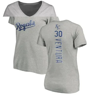 Yordano Ventura Women's Kansas City Royals Backer Slim Fit T-Shirt - Ash