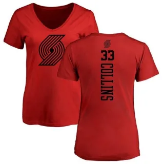 Zach Collins Women's Portland Trail Blazers Red One Color Backer Slim-Fit V-Neck T-Shirt