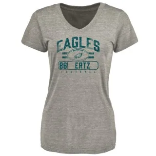 Zach Ertz Women's Philadelphia Eagles Flanker Tri-Blend T-Shirt - Heathered Gray