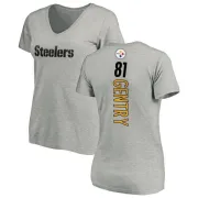 Zach Gentry Women's Pittsburgh Steelers Backer V-Neck T-Shirt - Ash