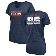 Zach Miller Women's Chicago Bears Retro Tri-Blend V-Neck T-Shirt - Navy