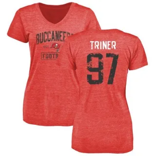 Zach Triner Women's Tampa Bay Buccaneers Red Distressed Name & Number Tri-Blend V-Neck T-Shirt