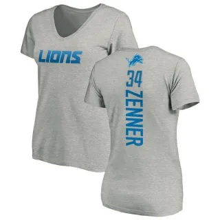 Zach Zenner Women's Detroit Lions Backer V-Neck T-Shirt - Ash