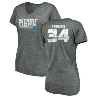 Zach Zenner Women's Detroit Lions Retro Tri-Blend V-Neck T-Shirt - Heathered Gray