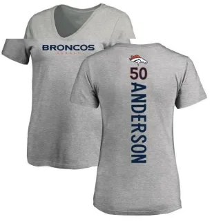 Zaire Anderson Women's Denver Broncos Backer V-Neck T-Shirt - Ash