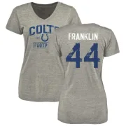 Zaire Franklin Women's Indianapolis Colts Heather Gray Distressed Name & Number Tri-Blend V-Neck T-Shirt