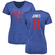 Zay Jones Women's Buffalo Bills Distressed Name & Number Tri-Blend T-Shirt - Royal