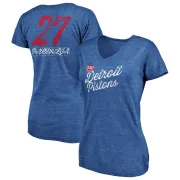 Zaza Pachulia Women's Detroit Pistons Royal Sideline Tri-Blend V-Neck T-Shirt