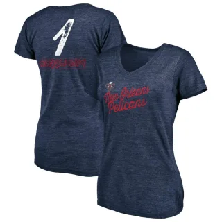 Zion Williamson Women's New Orleans Pelicans Navy Sideline Tri-Blend V-Neck T-Shirt